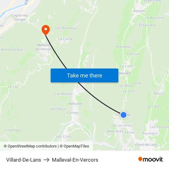 Villard-De-Lans to Malleval-En-Vercors map