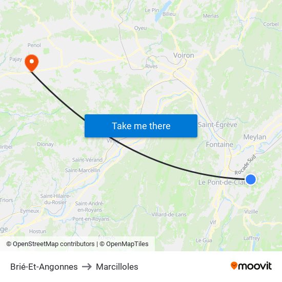 Brié-Et-Angonnes to Marcilloles map