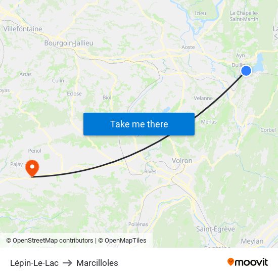 Lépin-Le-Lac to Marcilloles map