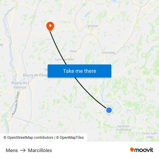 Mens to Marcilloles map