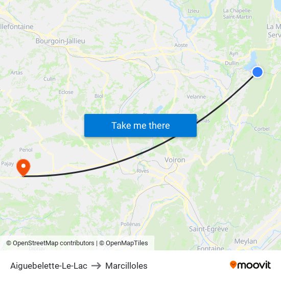 Aiguebelette-Le-Lac to Marcilloles map