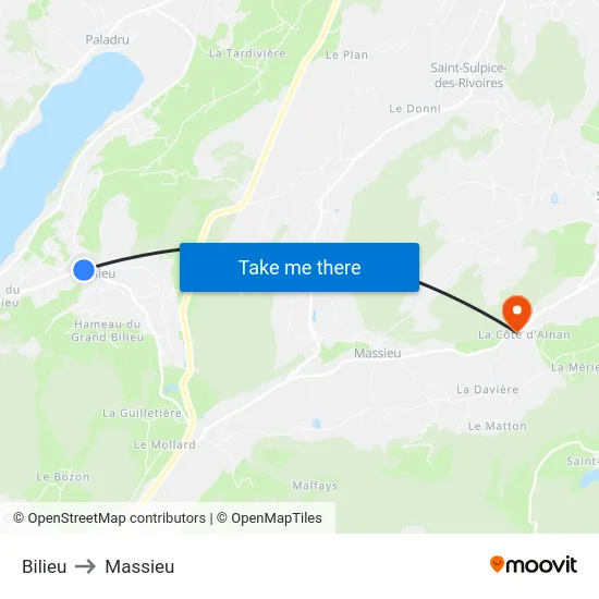 Bilieu to Massieu map
