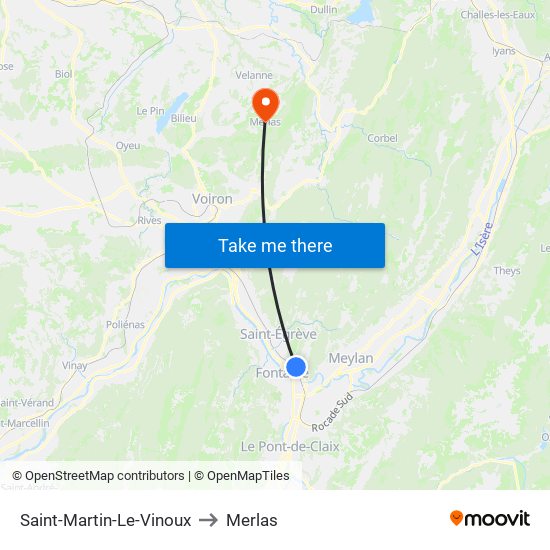 Saint-Martin-Le-Vinoux to Merlas map