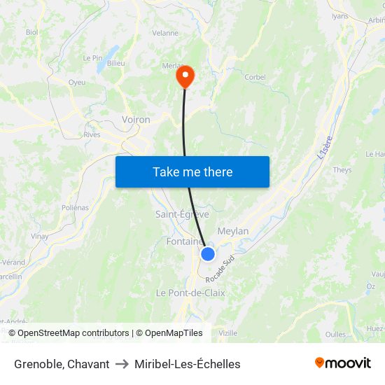 Grenoble, Chavant to Miribel-Les-Échelles map