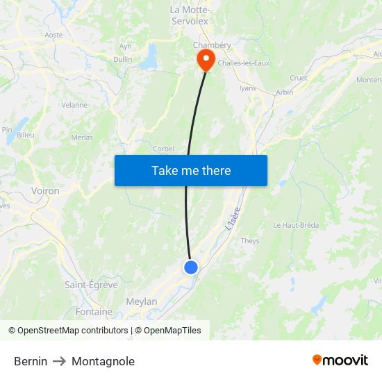 Bernin to Montagnole map