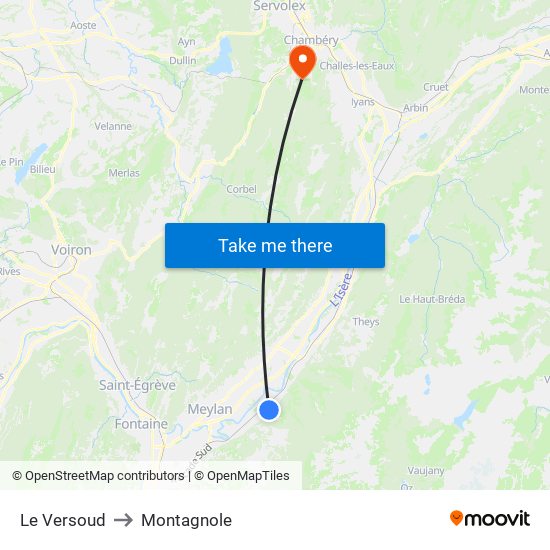 Le Versoud to Montagnole map