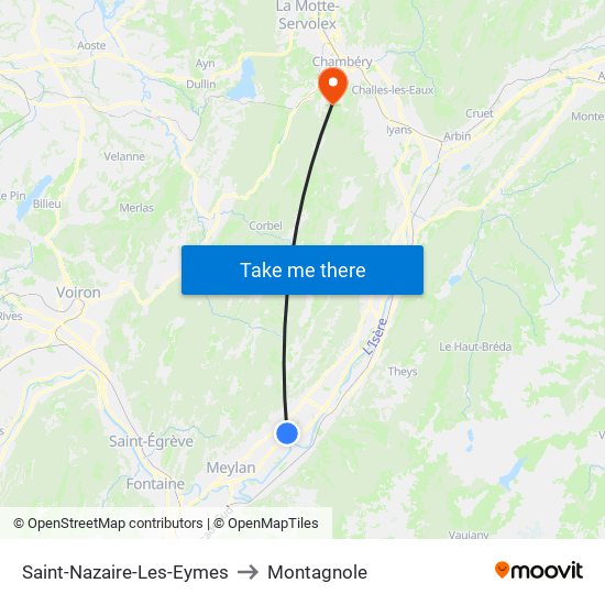 Saint-Nazaire-Les-Eymes to Montagnole map