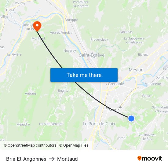 Brié-Et-Angonnes to Montaud map