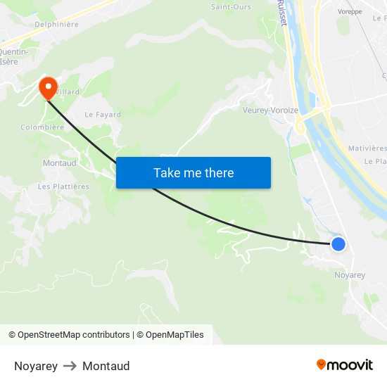 Noyarey to Montaud map