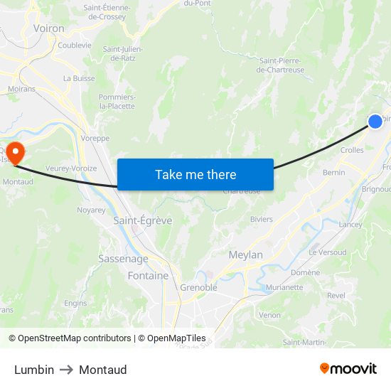 Lumbin to Montaud map