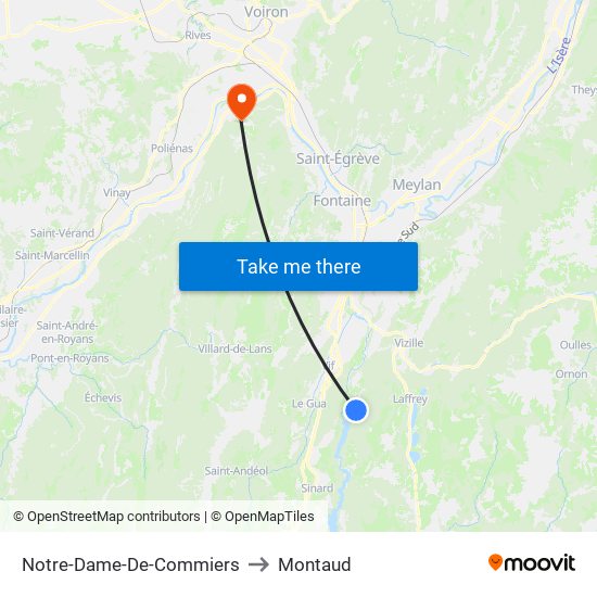 Notre-Dame-De-Commiers to Montaud map