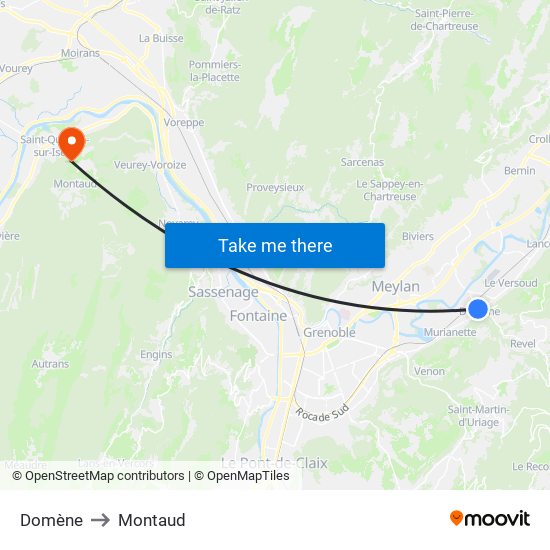 Domène to Montaud map