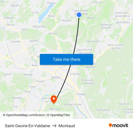 Saint-Geoire-En-Valdaine to Montaud map