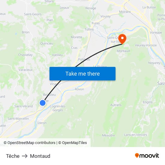 Têche to Montaud map