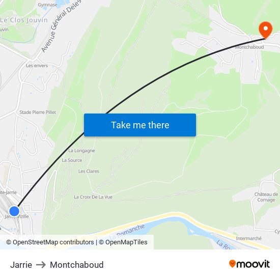 Jarrie to Montchaboud map