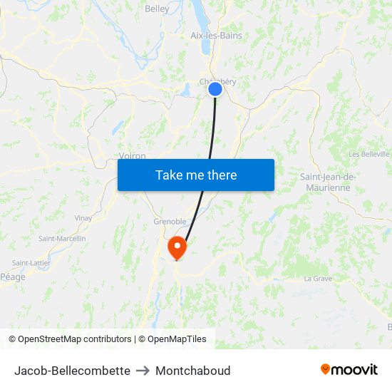 Jacob-Bellecombette to Montchaboud map