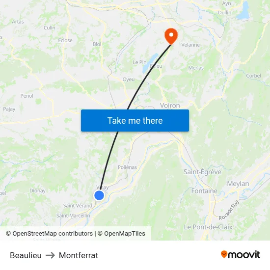 Beaulieu to Montferrat map