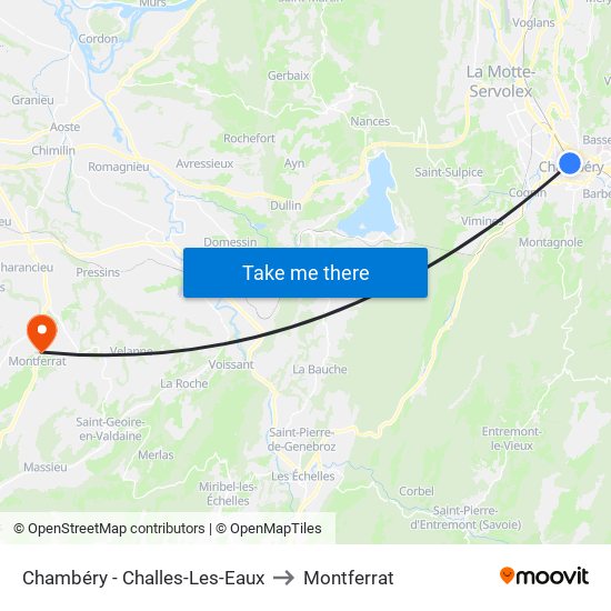 Chambéry - Challes-Les-Eaux to Montferrat map