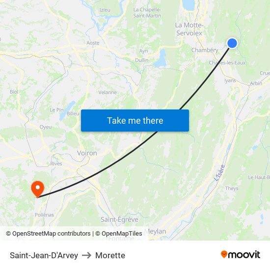 Saint-Jean-D'Arvey to Morette map