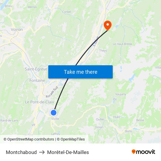 Montchaboud to Morêtel-De-Mailles map