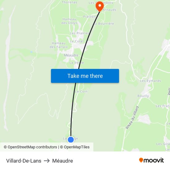 Villard-De-Lans to Méaudre map