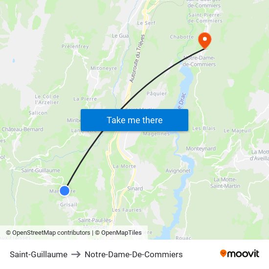 Saint-Guillaume to Notre-Dame-De-Commiers map