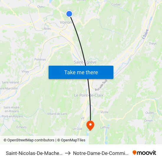 Saint-Nicolas-De-Macherin to Notre-Dame-De-Commiers map