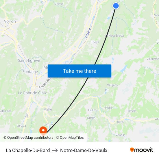 La Chapelle-Du-Bard to Notre-Dame-De-Vaulx map