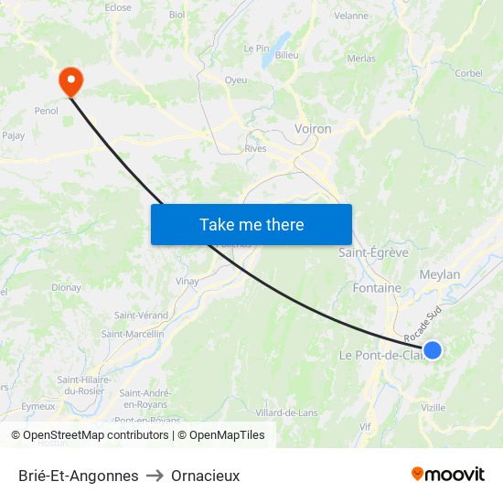 Brié-Et-Angonnes to Ornacieux map