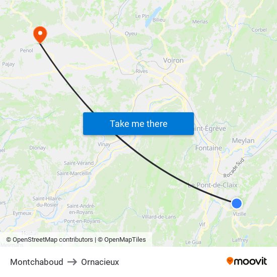 Montchaboud to Ornacieux map