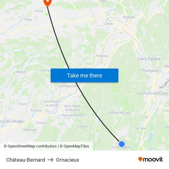 Château-Bernard to Ornacieux map
