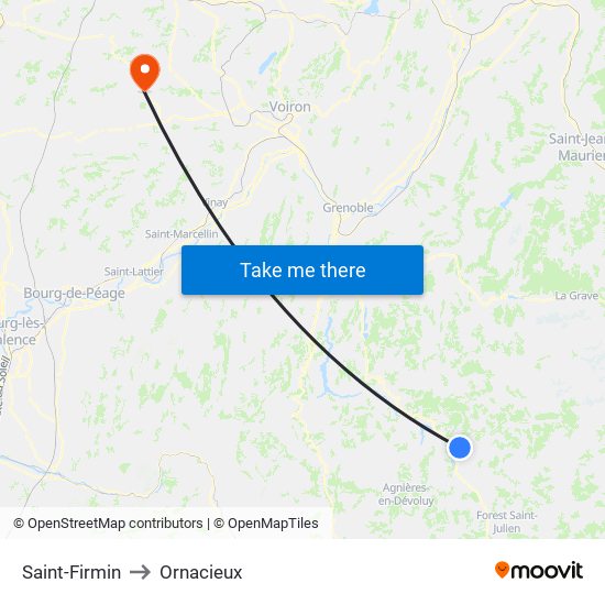 Saint-Firmin to Ornacieux map