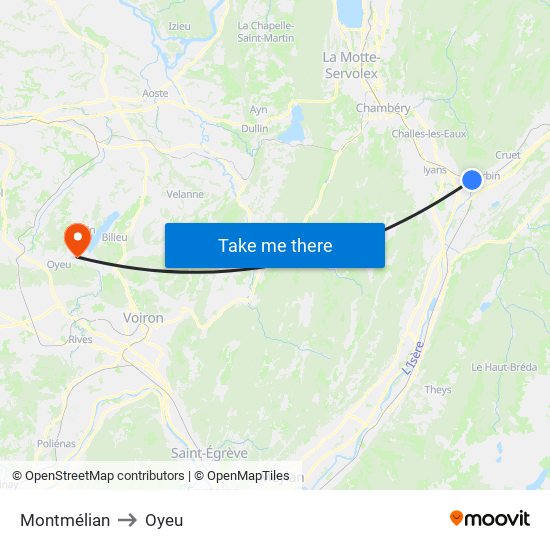 Montmélian to Oyeu map