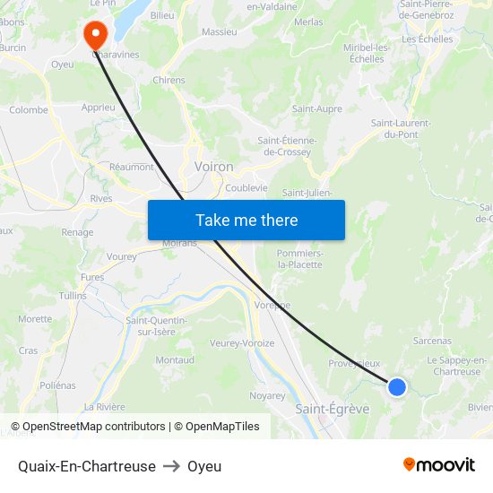 Quaix-En-Chartreuse to Oyeu map