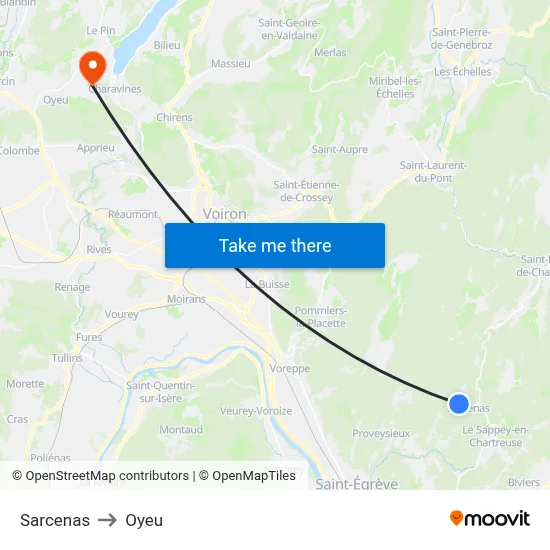 Sarcenas to Oyeu map