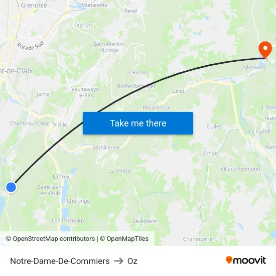 Notre-Dame-De-Commiers to Oz map