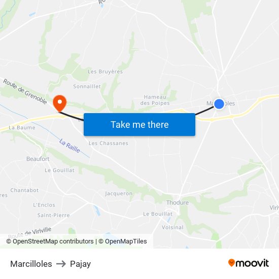 Marcilloles to Pajay map