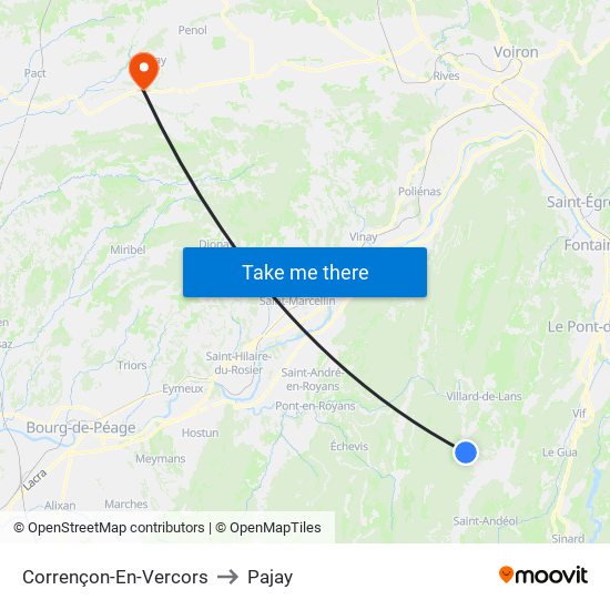 Corrençon-En-Vercors to Pajay map