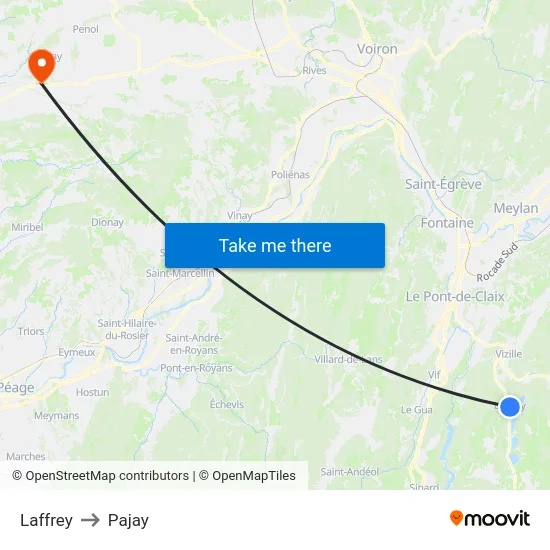 Laffrey to Pajay map