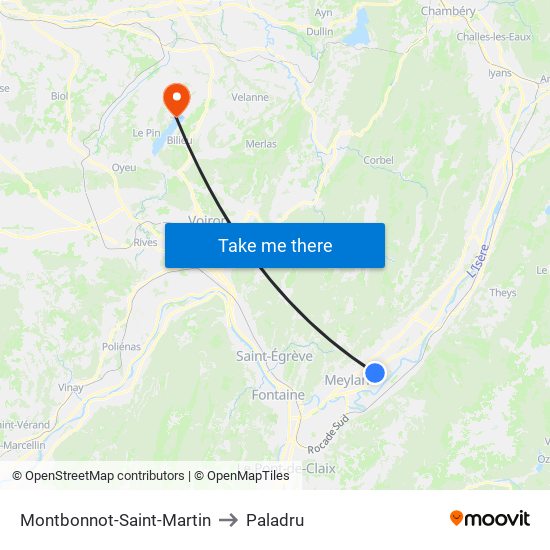 Montbonnot-Saint-Martin to Paladru map