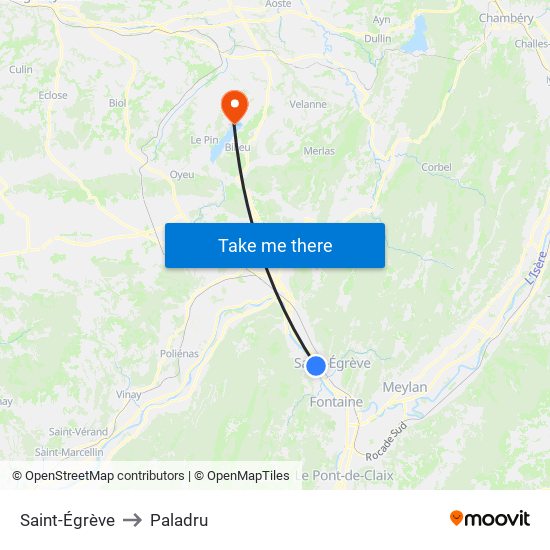 Saint-Égrève to Paladru map