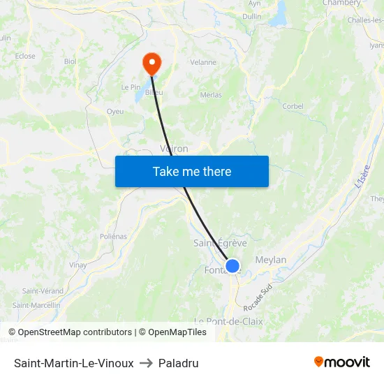 Saint-Martin-Le-Vinoux to Paladru map