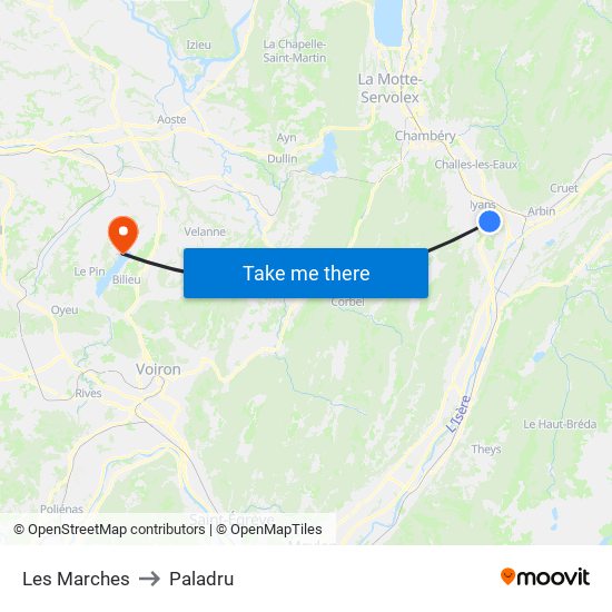 Les Marches to Paladru map