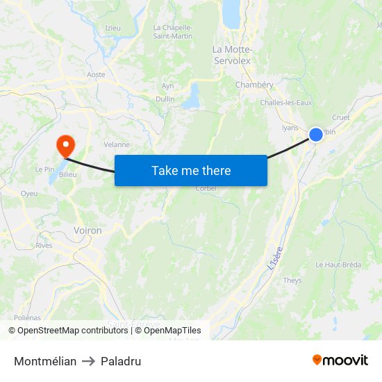 Montmélian to Paladru map