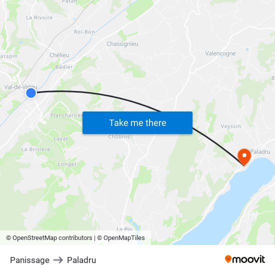 Panissage to Paladru map