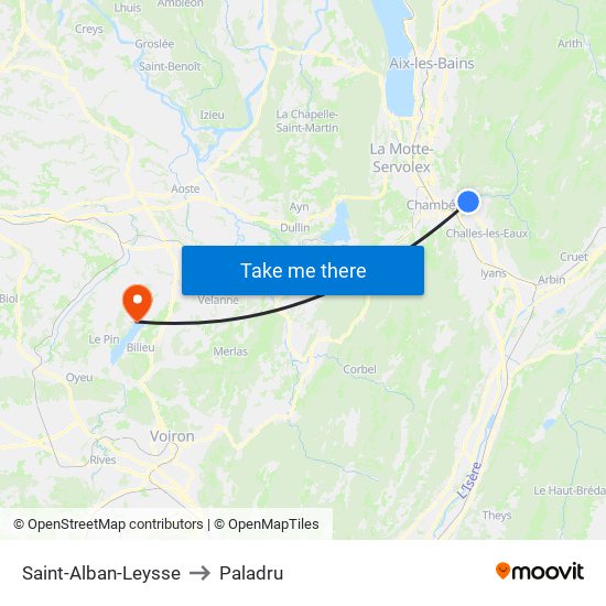 Saint-Alban-Leysse to Paladru map