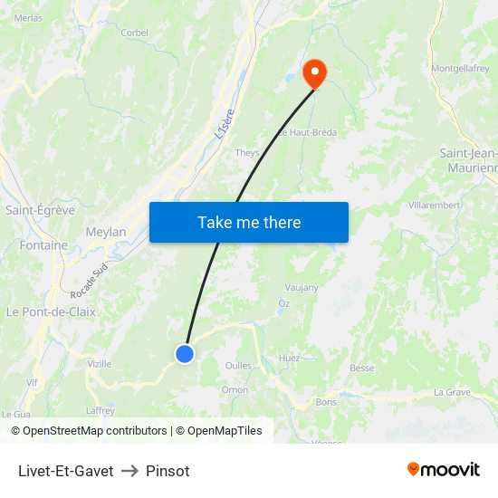 Livet-Et-Gavet to Pinsot map