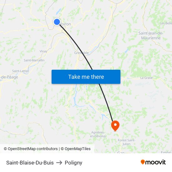 Saint-Blaise-Du-Buis to Poligny map