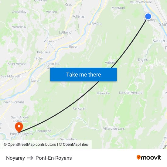 Noyarey to Pont-En-Royans map