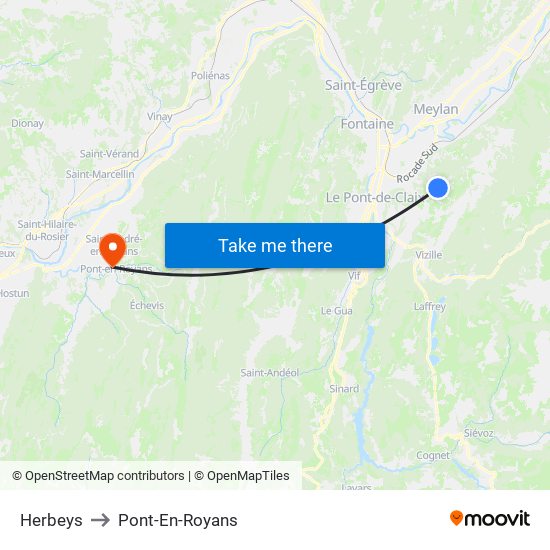Herbeys to Pont-En-Royans map